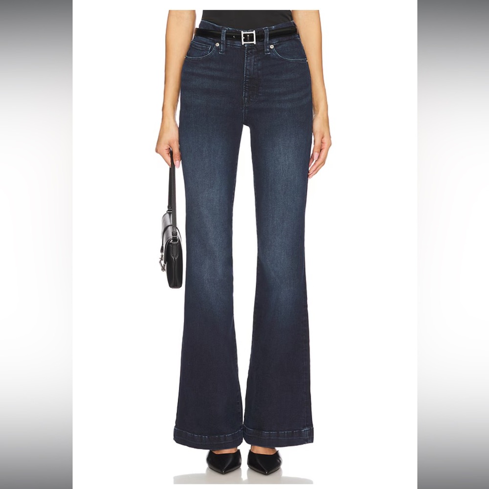 Good American Always Fit Good Legs Flare Trouser Jean Dark Indigo